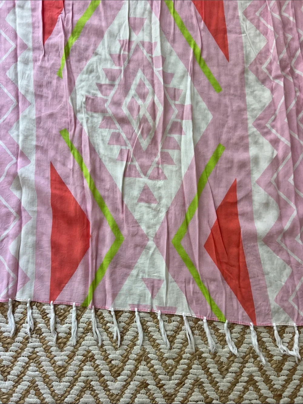 Lightweight Pink & Coral Geometric Swim Cover-Up by